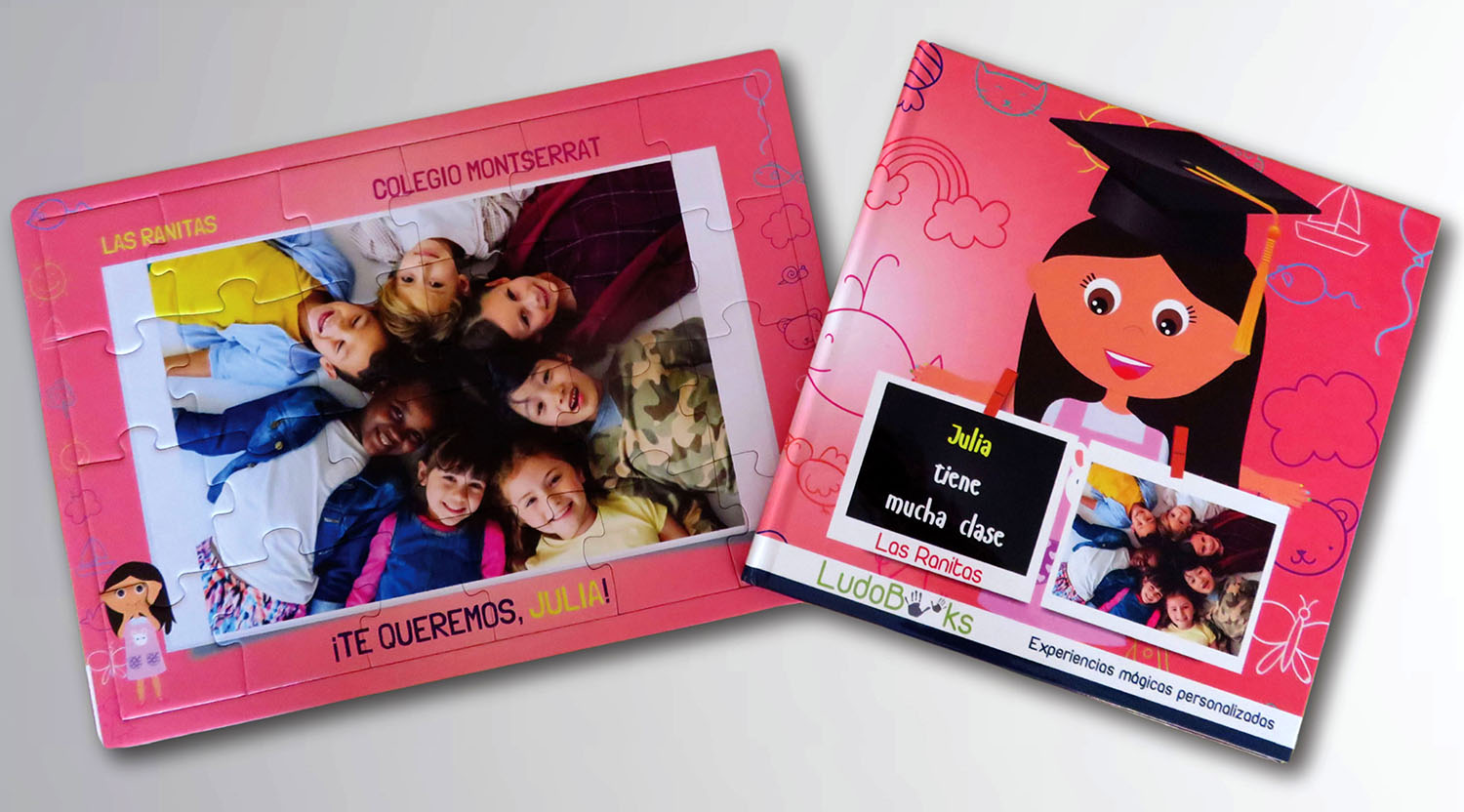Libro personalizado para regalar a una profesora junto a un puzzle personalizado