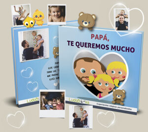 Libro personalizado para regalar a papá "Papá, te queremos mucho"